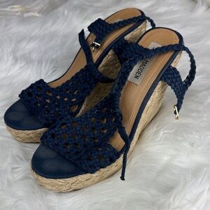 Steve Madden Dark Blue Woven Wedges